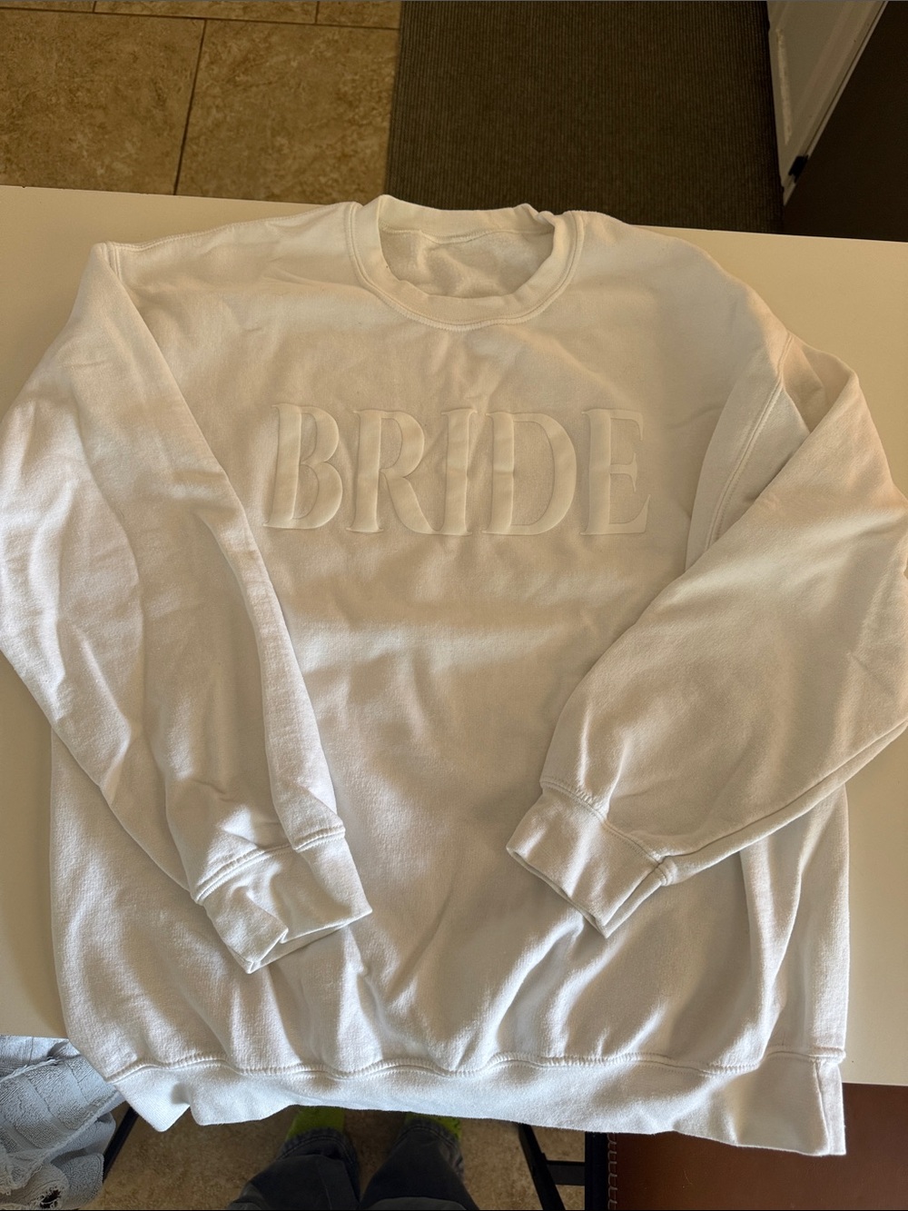 Bride Embroidered White Crewneck Sweatshirt